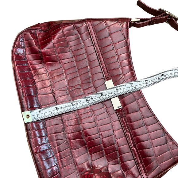 Charter Club Croc Embossed Faux Leather Shoulder Bag Dark Red Y2K‎ Hobo - Picture 12 of 16